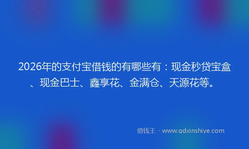 2026年的支付宝借钱的有哪些有：现金秒贷宝盒、现金巴士、鑫享花、金满仓、天源花等。