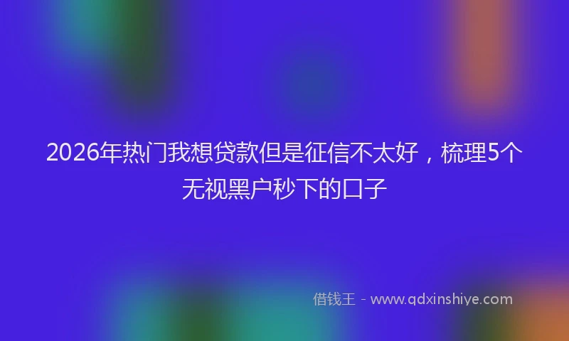 2026年热门我想贷款但是征信不太好，梳理5个无视黑户秒下的口子