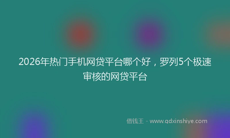 2026年热门手机网贷平台哪个好，罗列5个极速审核的网贷平台