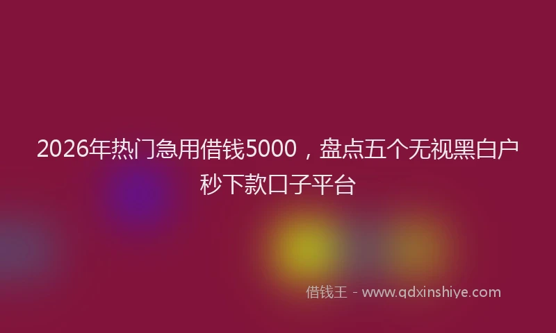 2026年热门急用借钱5000，盘点五个无视黑白户秒下款口子平台