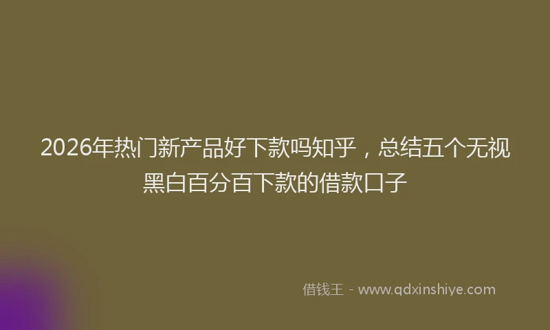 2026年热门新产品好下款吗知乎，总结五个无视黑白百分百下款的借款口子