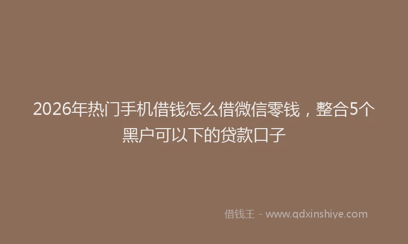 2026年热门手机借钱怎么借微信零钱，整合5个黑户可以下的贷款口子