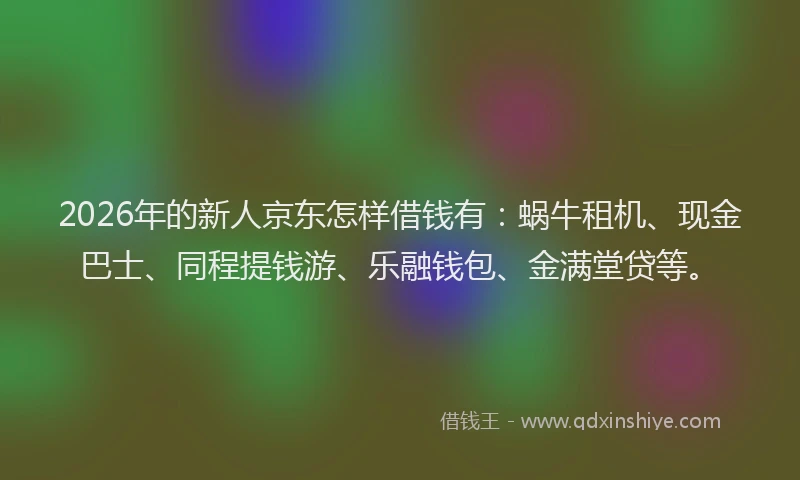 2026年的新人京东怎样借钱有：蜗牛租机、现金巴士、同程提钱游、乐融钱包、金满堂贷等。