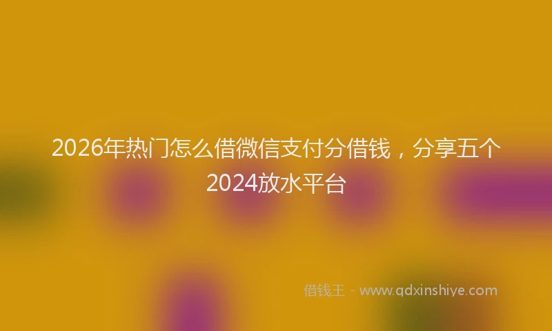 2026年热门怎么借微信支付分借钱，分享五个2024放水平台