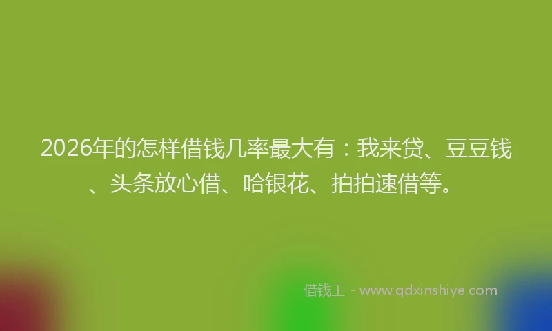 2026年的怎样借钱几率最大有：我来贷、豆豆钱、头条放心借、哈银花、拍拍速借等。