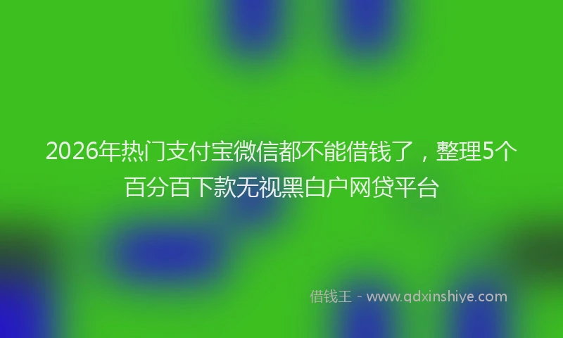 2026年热门支付宝微信都不能借钱了,整理5个百分百下款无视黑白户网贷平台