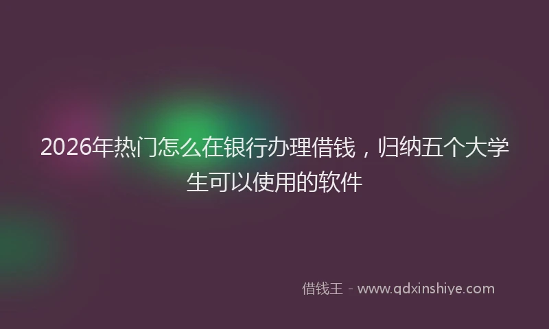 2026年热门怎么在银行办理借钱，归纳五个大学生可以使用的软件