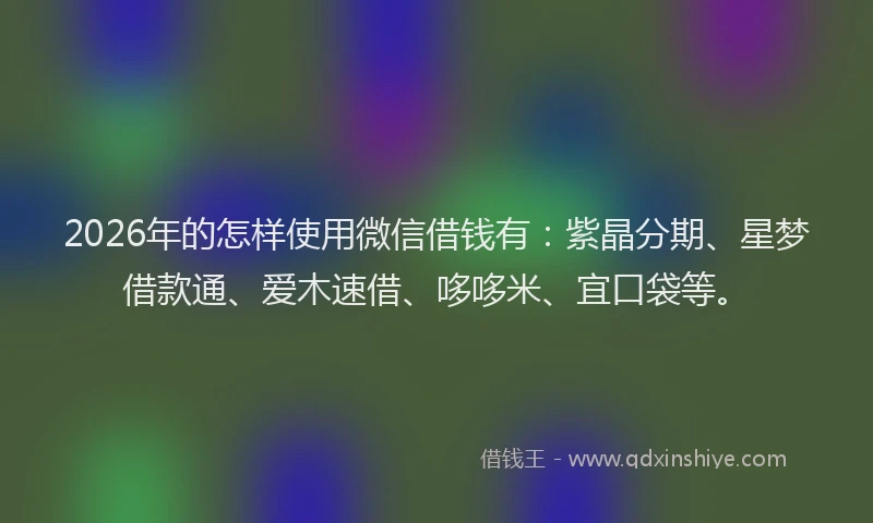 2026年的怎样使用微信借钱有：紫晶分期、星梦借款通、爱木速借、哆哆米、宜口袋等。