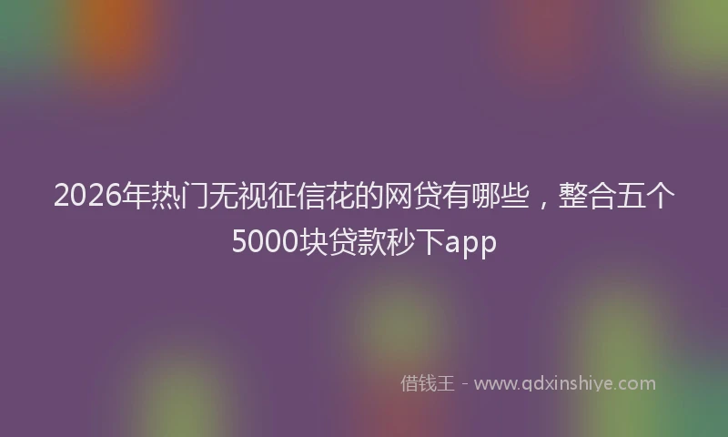 2026年热门无视征信花的网贷有哪些，整合五个5000块贷款秒下app