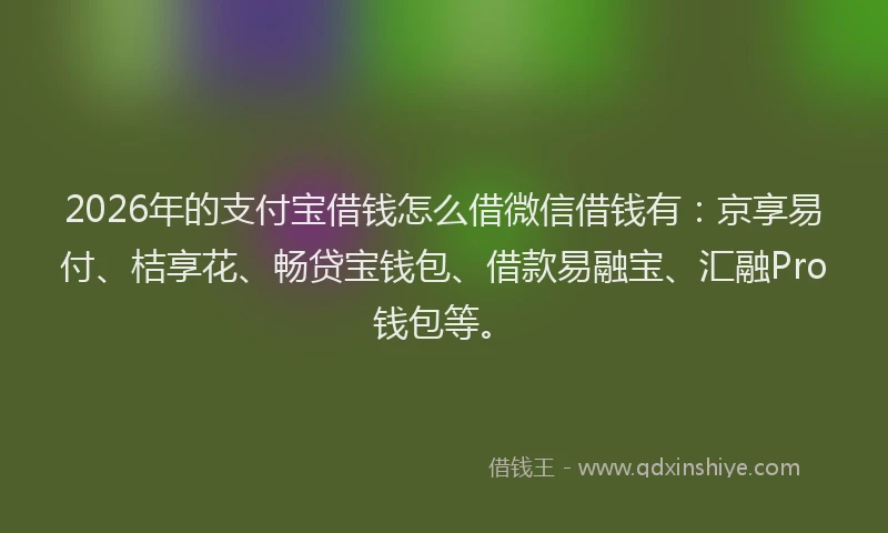 2026年的支付宝借钱怎么借微信借钱有：京享易付、桔享花、畅贷宝钱包、借款易融宝、汇融Pro钱包等。