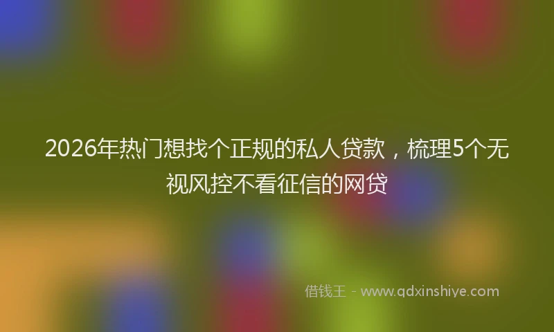 2026年热门想找个正规的私人贷款，梳理5个无视风控不看征信的网贷