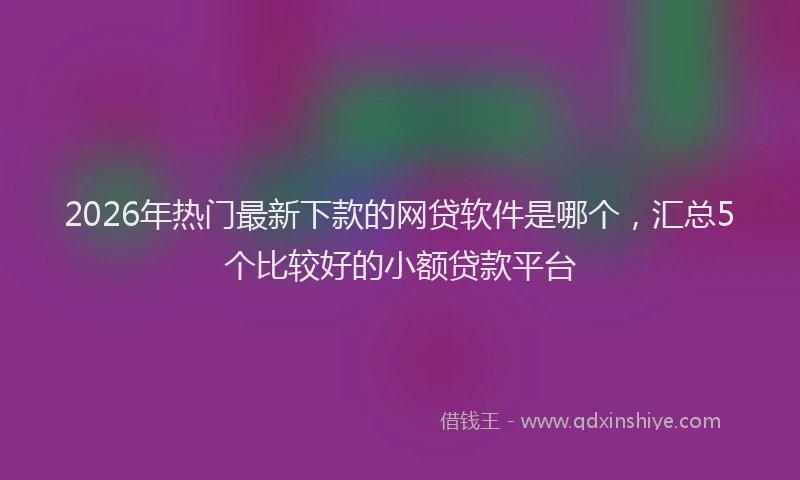 2026年热门最新下款的网贷软件是哪个，汇总5个比较好的小额贷款平台