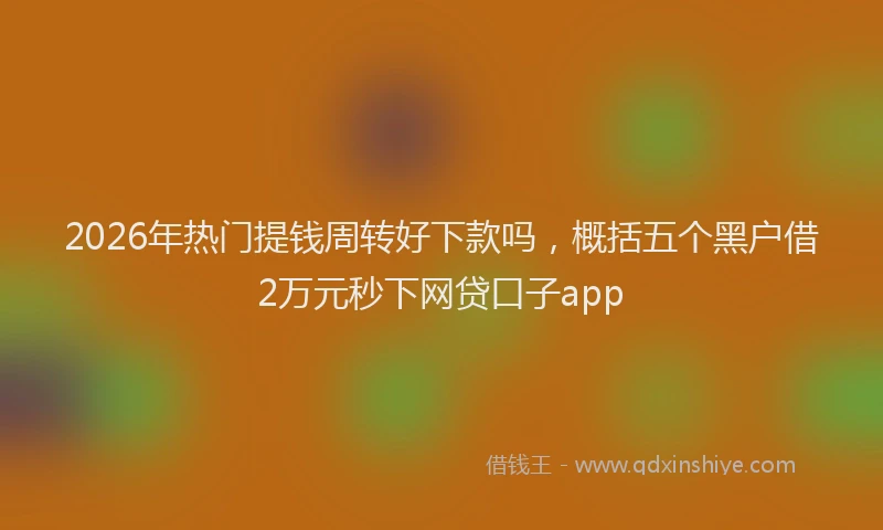 2026年热门提钱周转好下款吗，概括五个黑户借2万元秒下网贷口子app