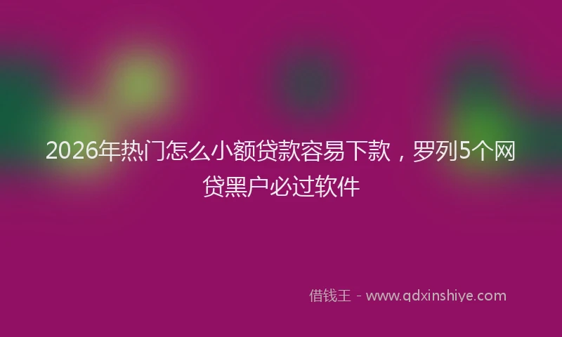 2026年热门怎么小额贷款容易下款，罗列5个网贷黑户必过软件
