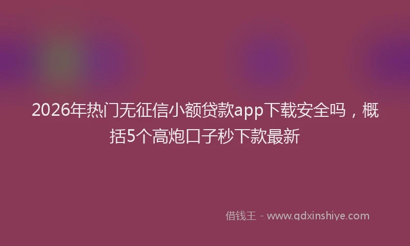 2026年热门无征信小额贷款app下载安全吗,概括5个高炮口子秒下款最新