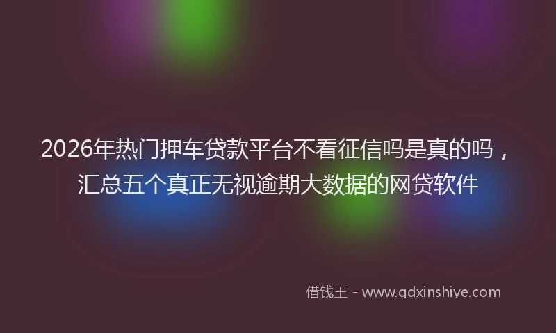 2026年热门押车贷款平台不看征信吗是真的吗，汇总五个真正无视逾期大数据的网贷软件