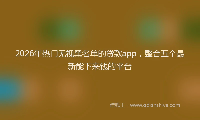 2026年热门无视黑名单的贷款app，整合五个最新能下来钱的平台