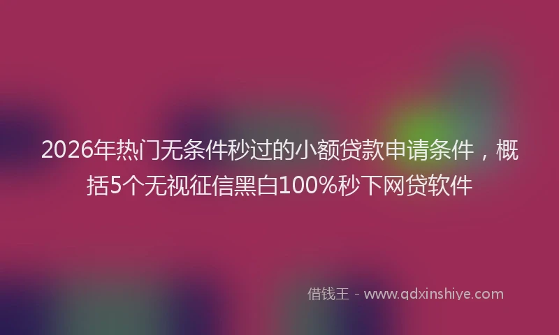 2026年热门无条件秒过的小额贷款申请条件，概括5个无视征信黑白100%秒下网贷软件