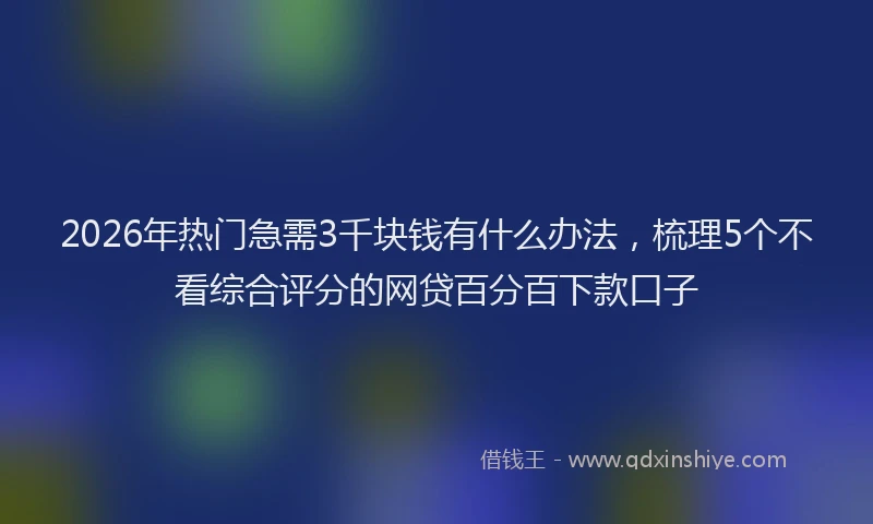 2026年热门急需3千块钱有什么办法，梳理5个不看综合评分的网贷百分百下款口子
