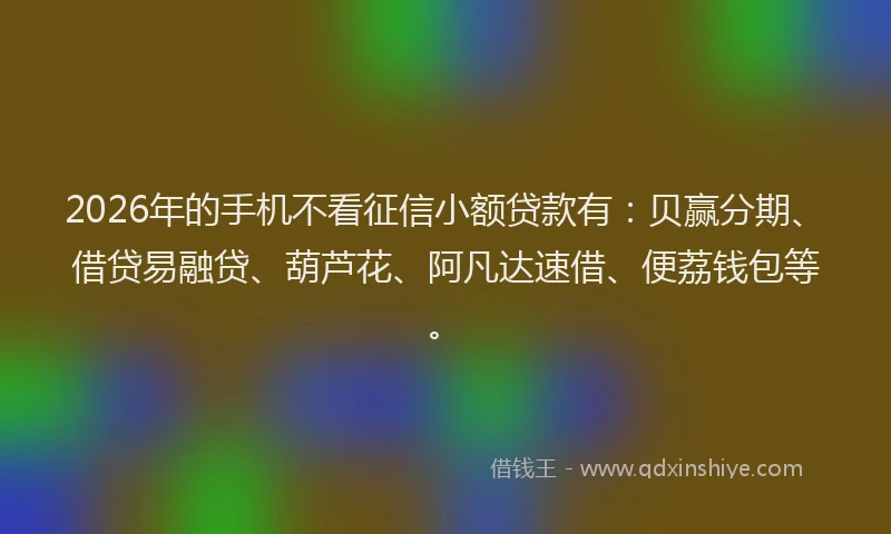 2026年的手机不看征信小额贷款有:贝赢分期、借贷易融贷、葫芦花、阿凡达速借、便荔钱包等。