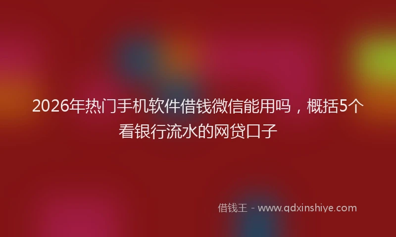 2026年热门手机软件借钱微信能用吗，概括5个看银行流水的网贷口子