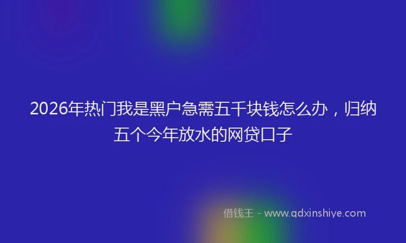2026年热门我是黑户急需五千块钱怎么办，归纳五个今年放水的网贷口子