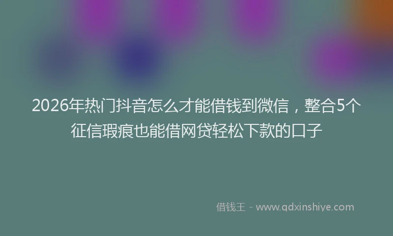 2026年热门抖音怎么才能借钱到微信，整合5个征信瑕疵也能借网贷轻松下款的口子