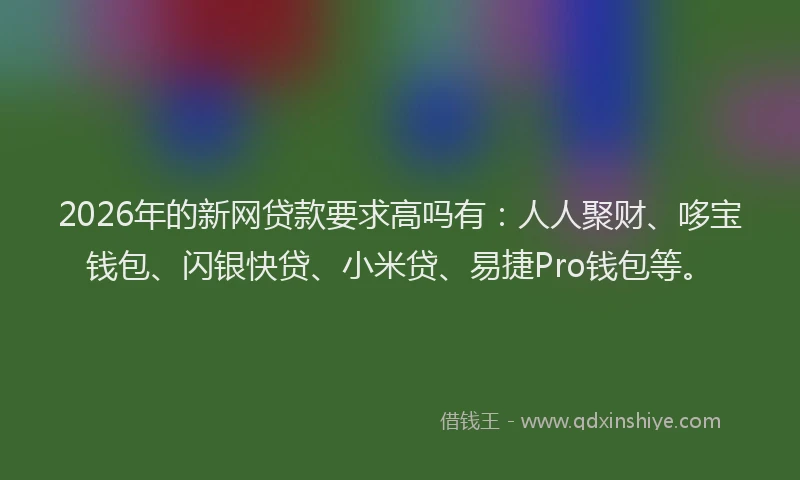 2026年的新网贷款要求高吗有：人人聚财、哆宝钱包、闪银快贷、小米贷、易捷Pro钱包等。