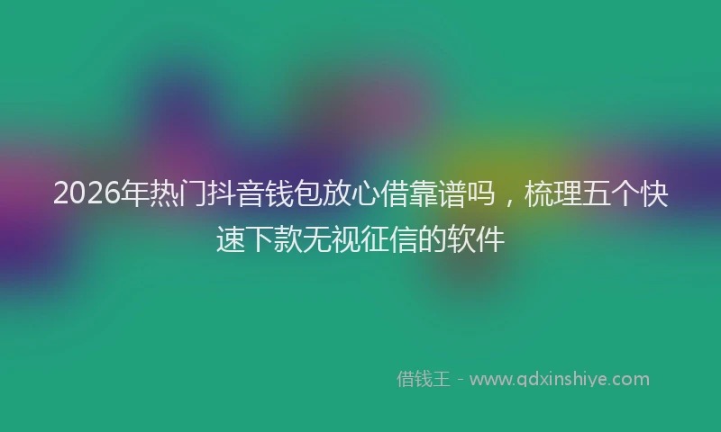 2026年热门抖音钱包放心借靠谱吗,梳理五个快速下款无视征信的软件