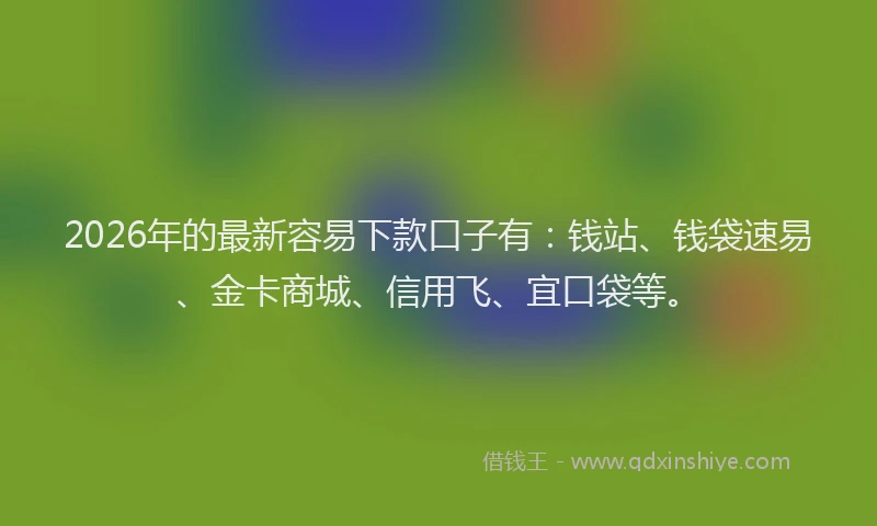 2026年的最新容易下款口子有：钱站、钱袋速易、金卡商城、信用飞、宜口袋等。