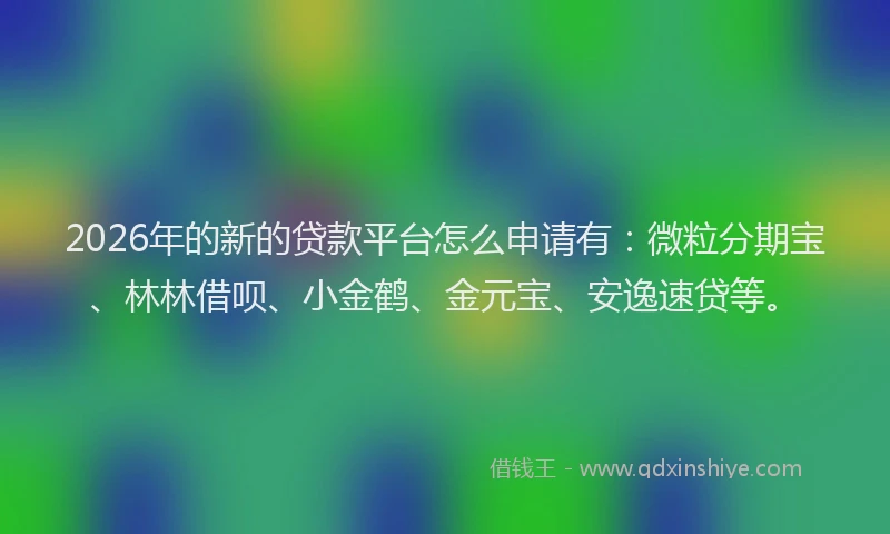 2026年的新的贷款平台怎么申请有：微粒分期宝、林林借呗、小金鹤、金元宝、安逸速贷等。