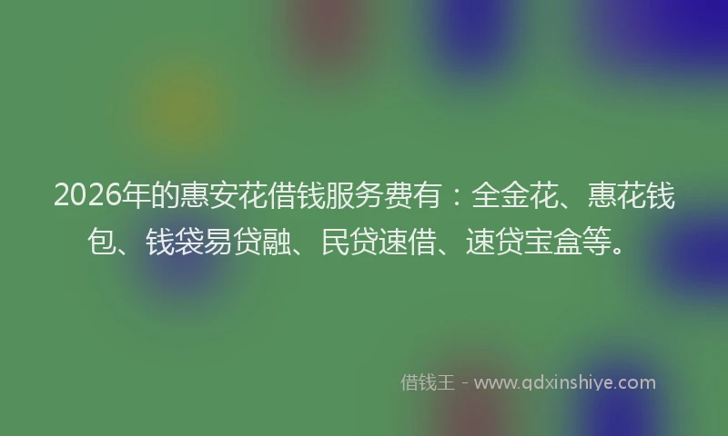 2026年的惠安花借钱服务费有：全金花、惠花钱包、钱袋易贷融、民贷速借、速贷宝盒等。