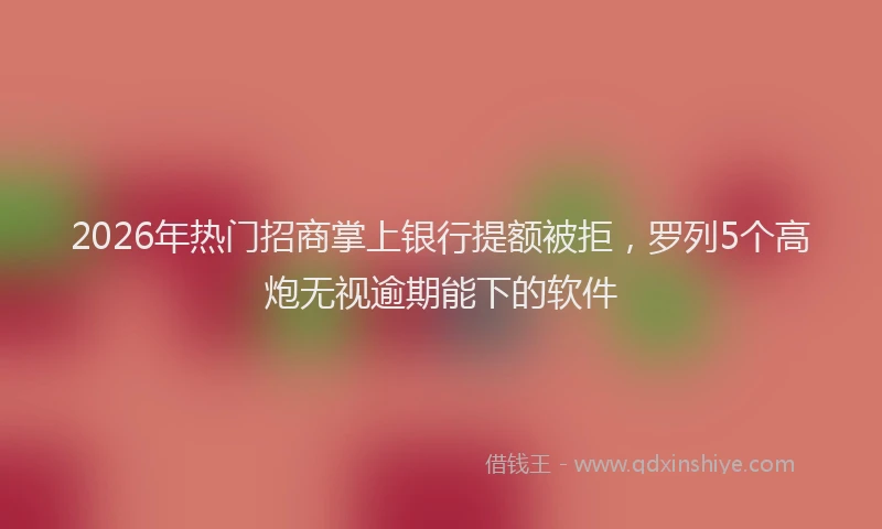 2026年热门招商掌上银行提额被拒，罗列5个高炮无视逾期能下的软件