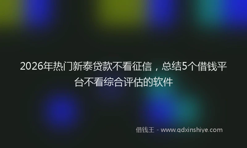 2026年热门新泰贷款不看征信，总结5个借钱平台不看综合评估的软件