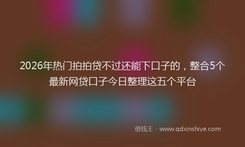 2026年热门拍拍贷不过还能下口子的，整合5个最新网贷口子今日整理这五个平台