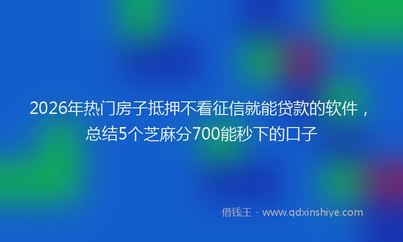 2026年热门房子抵押不看征信就能贷款的软件，总结5个芝麻分700能秒下的口子
