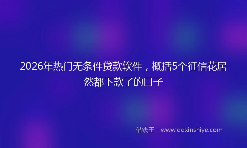2026年热门无条件贷款软件,概括5个征信花居然都下款了的口子