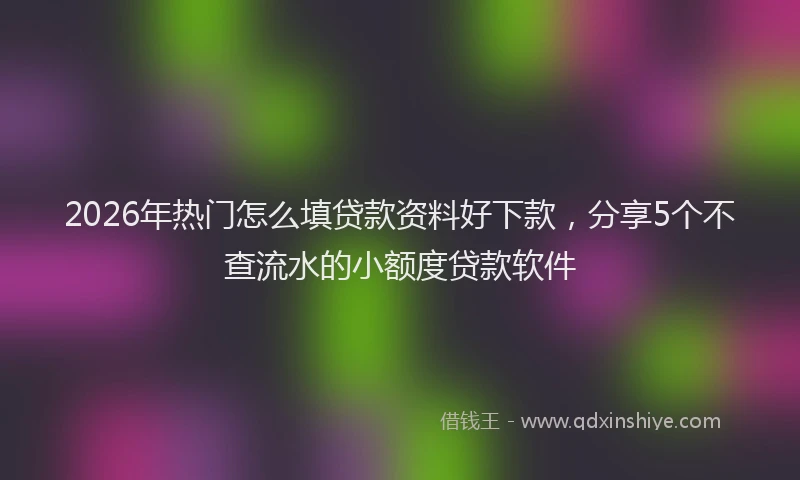 2026年热门怎么填贷款资料好下款，分享5个不查流水的小额度贷款软件