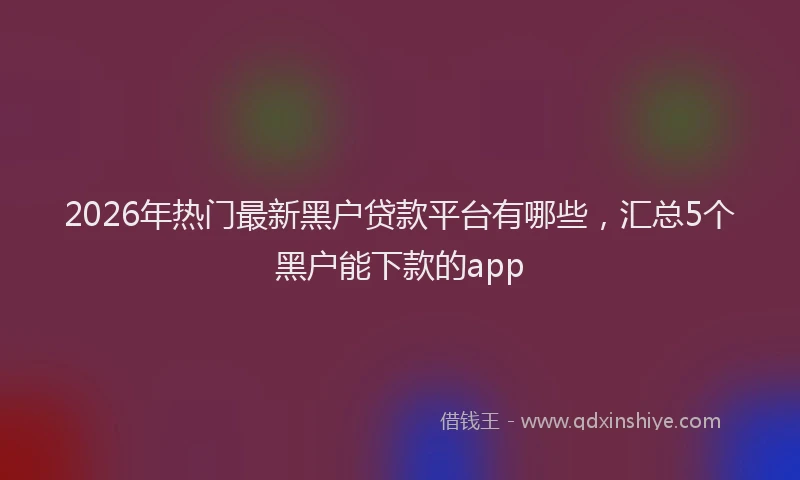 2026年热门最新黑户贷款平台有哪些，汇总5个黑户能下款的app