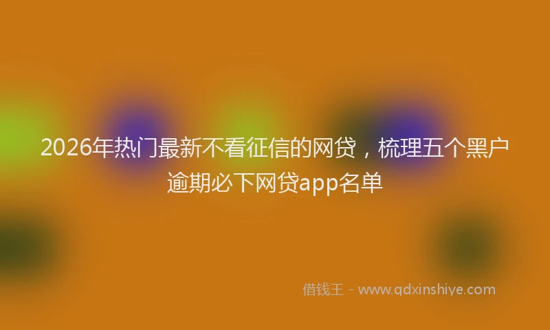 2026年热门最新不看征信的网贷，梳理五个黑户逾期必下网贷app名单