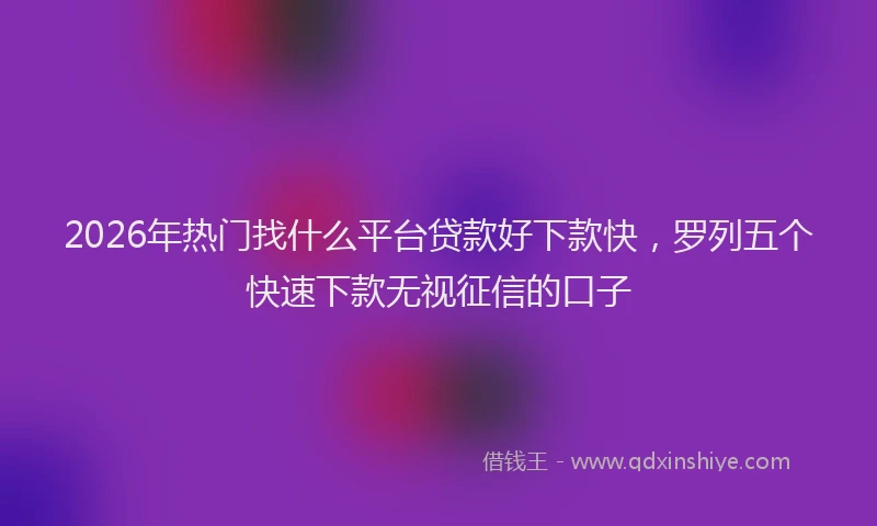 2026年热门找什么平台贷款好下款快，罗列五个快速下款无视征信的口子