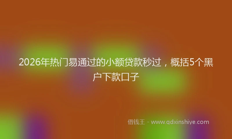 2026年热门易通过的小额贷款秒过，概括5个黑户下款口子