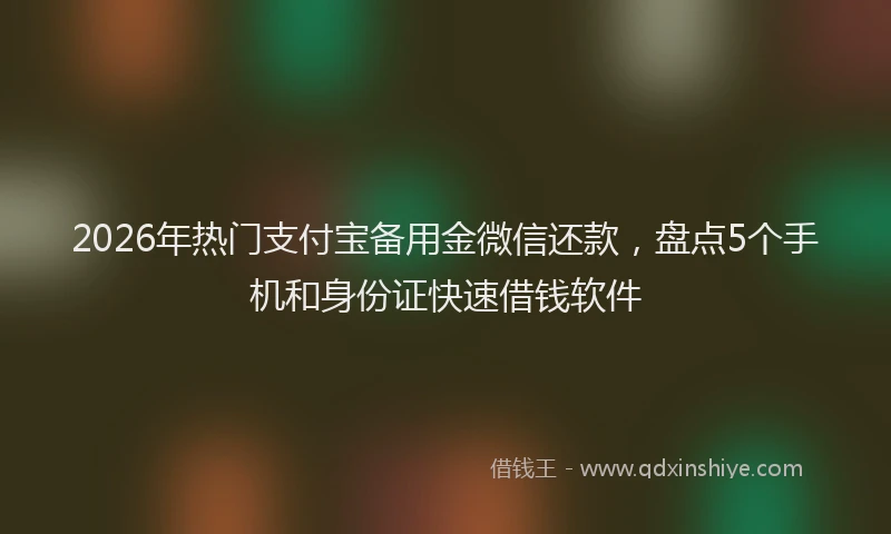 2026年热门支付宝备用金微信还款，盘点5个手机和身份证快速借钱软件