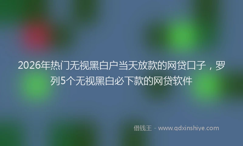 2026年热门无视黑白户当天放款的网贷口子，罗列5个无视黑白必下款的网贷软件