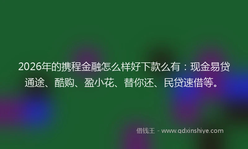 2026年的携程金融怎么样好下款么有：现金易贷通途、酷购、盈小花、替你还、民贷速借等。