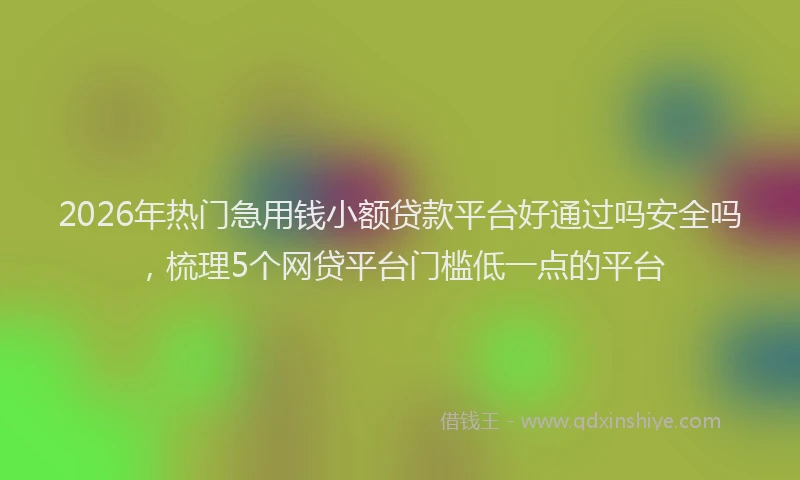 2026年热门急用钱小额贷款平台好通过吗安全吗，梳理5个网贷平台门槛低一点的平台