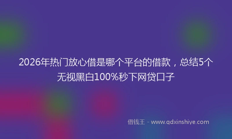 2026年热门放心借是哪个平台的借款，总结5个无视黑白100%秒下网贷口子