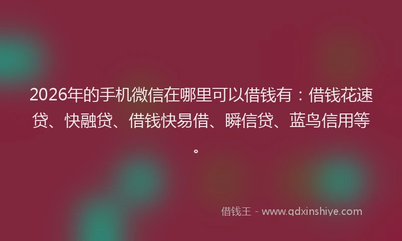 2026年的手机微信在哪里可以借钱有：借钱花速贷、快融贷、借钱快易借、瞬信贷、蓝鸟信用等。