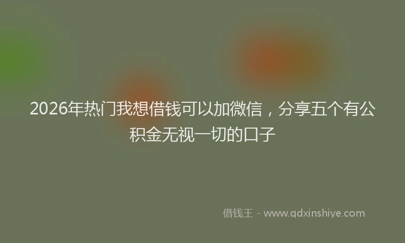 2026年热门我想借钱可以加微信，分享五个有公积金无视一切的口子