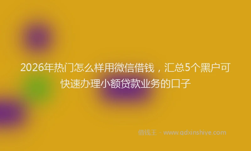 2026年热门怎么样用微信借钱,汇总5个黑户可快速办理小额贷款业务的口子